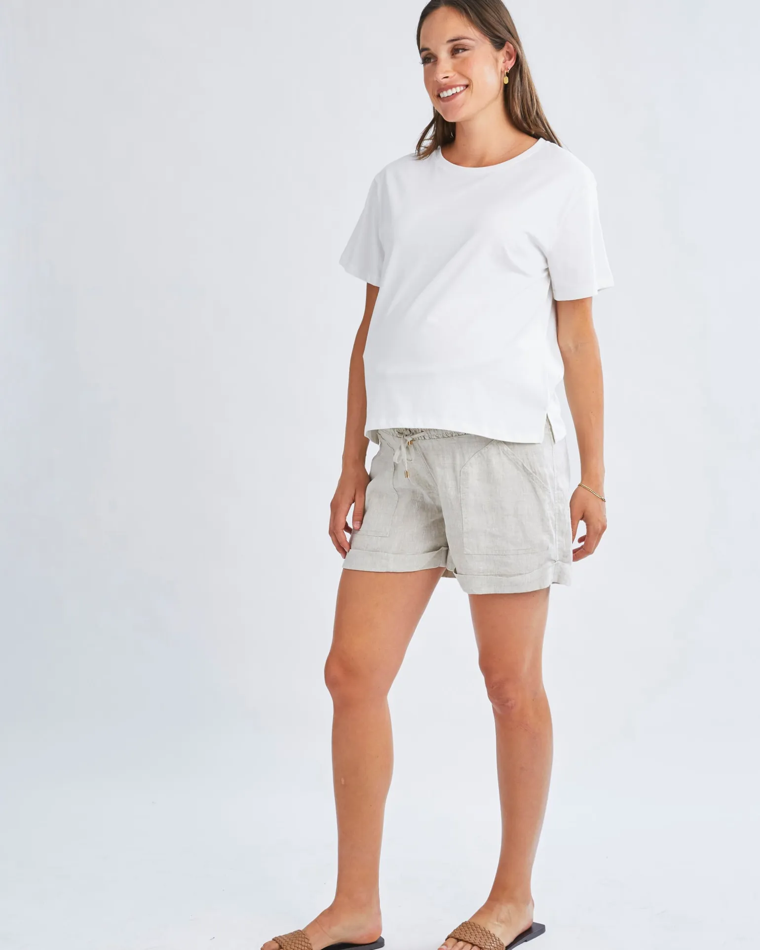 Versatile and Comfortable Maternity Cotton Tee in White