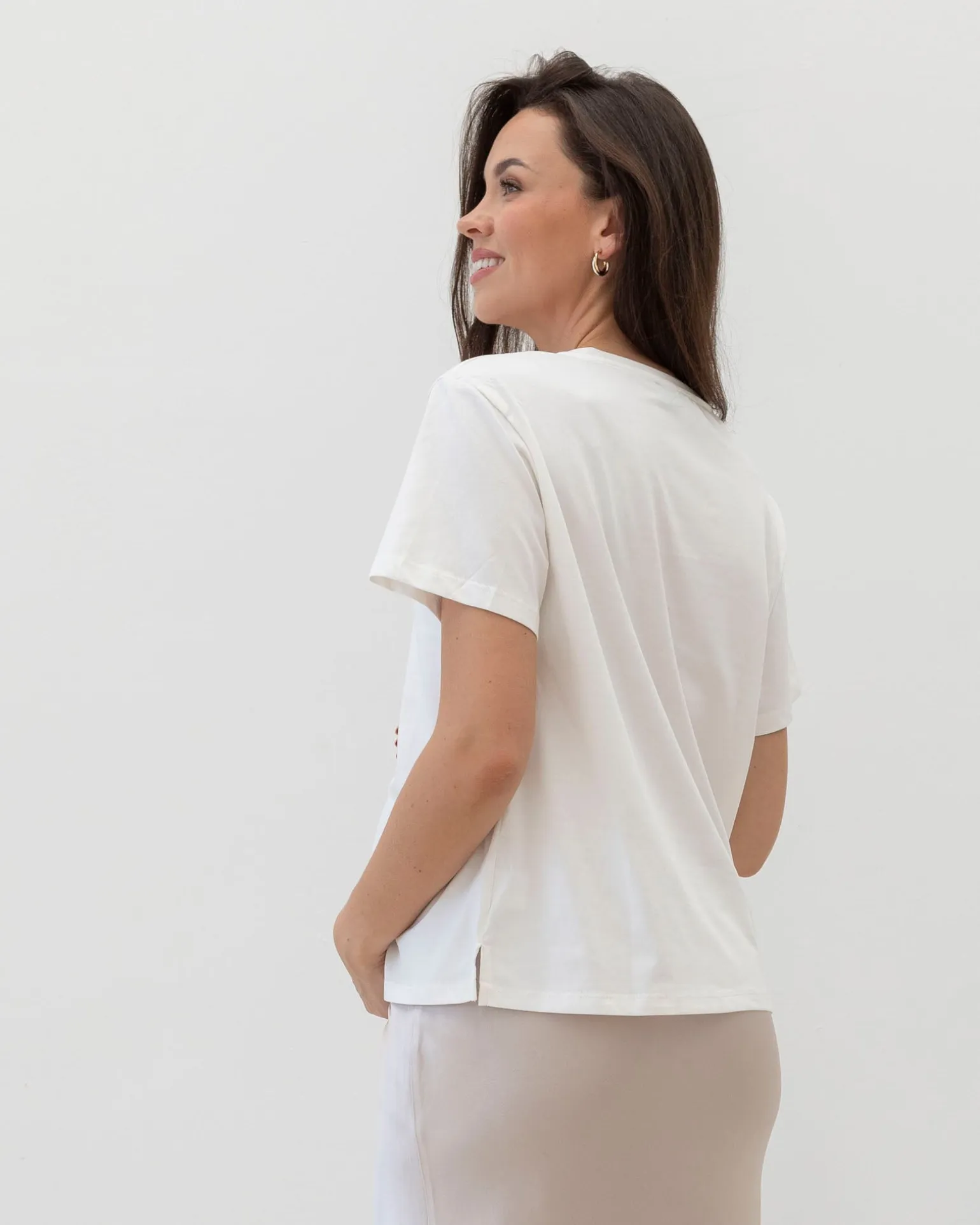 Versatile and Comfortable Maternity Cotton Tee in White