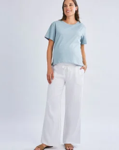 Versatile and Comfortable Maternity Cotton Tee in Pale Blue