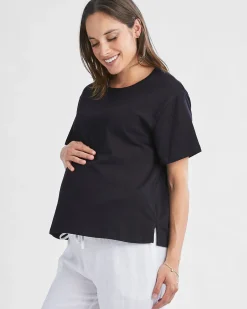Versatile and Comfortable Maternity Cotton Tee in Black