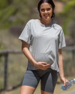 Versatile and Comfortable Maternity Cotton Tee in Grey