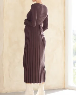 Victoire Maternity Knit Dress in Dark Brown