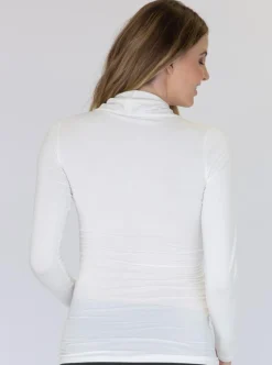 White Maternity Crossover Bamboo Long Sleeve Top