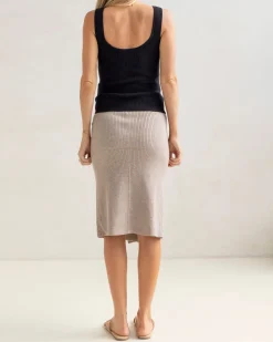 Wool Blend Knit Maternity Overlap Split Skirt