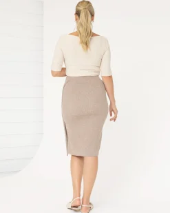 Wool Blend Knit Maternity Overlap Split Skirt