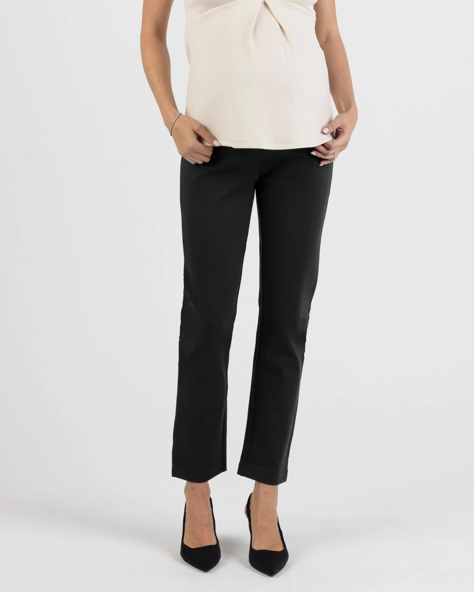Zoe Maternity Straight Cut Ponti Work Pants in Black