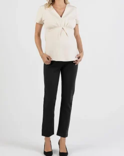 Zoe Maternity Straight Cut Ponti Work Pants in Black