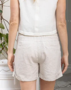 Zola Maternity Linen Shorts In Sand